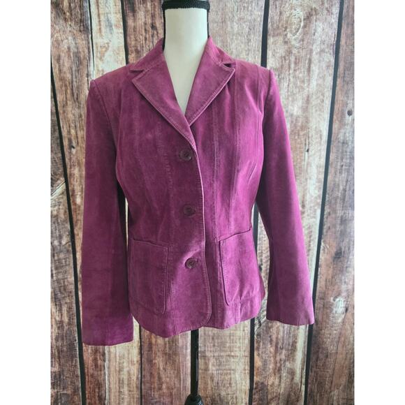 Bernardo Jacket Size Medium 100% Suede Leather Pink Machine Washable - Picture 1 of 6